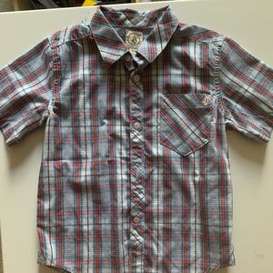 Boys Volcom button down plaid shirt